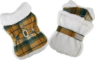 Doggie Design Fleece-Lined Dog Harness Coat - Yellow Plaid(Medium)