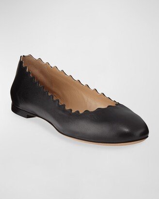 Lauren Scalloped Leather Ballet Flats