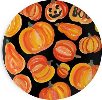 Salad Plates: Watercolor Pumpkins - Black Salad Plate, Orange