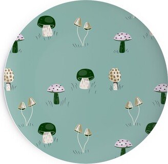 Salad Plates: Mushroom Field - Green Salad Plate, Green