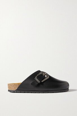 Jimmy Buckled Leather Clogs - Black