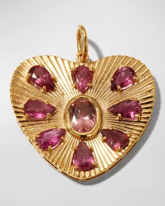 14K Yellow Gold Pink Tourmaline Heart Charm