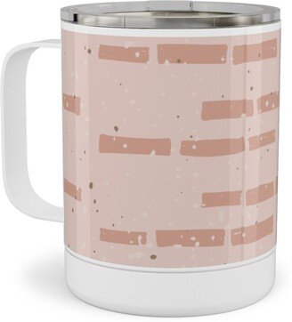 Travel Mugs: Boho Tribal Dashed Geometric - Pink Stainless Steel Mug, 10Oz, Pink