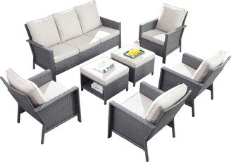 RASOO Weather-Resistant Rattan Sofa Set with High Density Cushions