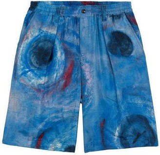 Graphic Printed Elastic Waistband Shorts