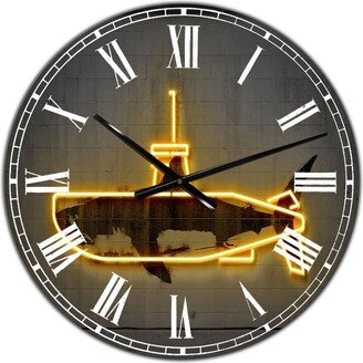 Designart Yellow Submarine Oversized Modern Wall Clock - 38