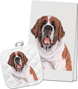 Saint Bernard Kitchen Dish Towel & Pot Holder Gift Set