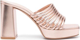 Lena 100mm metallic-effect mules