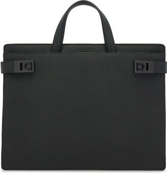 Gancini-buckle leather briefcase