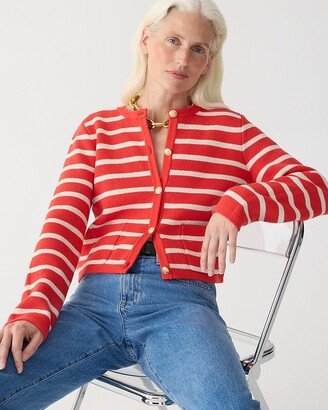 Emilie patch-pocket sweater lady jacket in stripe