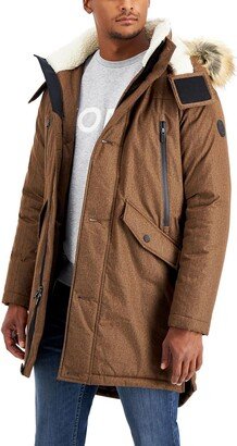 Mens Faux Fur Trim Heavy Parka Coat