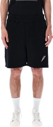 Thunderbolt-Embroidered Elasticated Waist Track Shorts