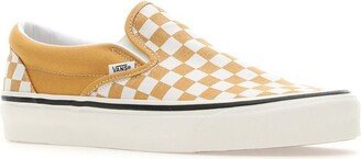 Checked Round-Toe Slip-On Sneakers