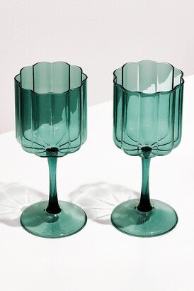 FAZEEK Teal Wave Wine Glasses (Set of 2)