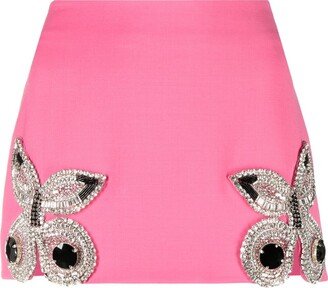 Crystal-Embellished Butterfly Miniskirt