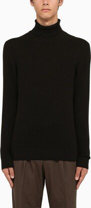 Classic black virgin wool turtleneck