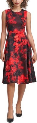 Petite Sleeveless Printed Fit & Flare Dress