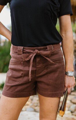 Nina Tie Belt Linen Short In Mustang