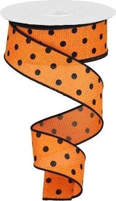 Orange/Black Polka Dot Cross Royal Wired Ribbon, Wreath Supplies, 1.5