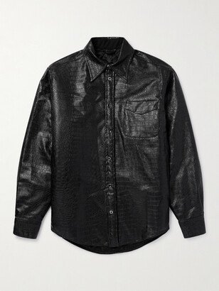 Croc-Effect Faux Leather Overshirt