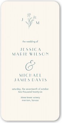 Wedding Program Cards: Simple Sprig Wedding Program, Blue, 4X8 Flat Program, Matte, Signature Smooth Cardstock, Rounded