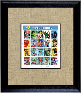 American Coin Treasures Super Heroes U.s. Stamp Sheet in Wood Frame, 16