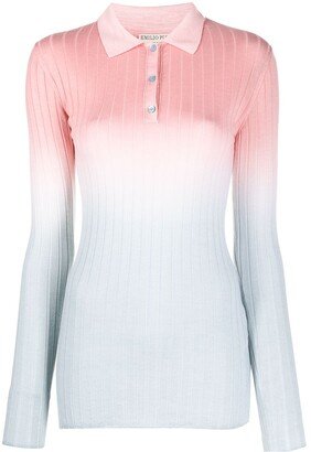 Ombre Ribbed Polo Shirt