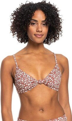 Love The Surf Ribbed Knotted Bikini Top (Rustic Brown Animalia Dots) Women's Swimwear