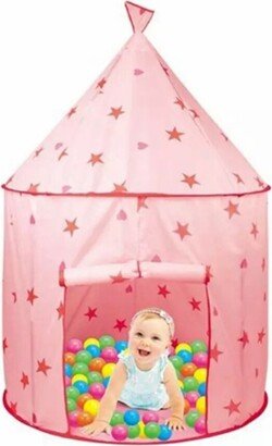 Princess Castle Play Tent, Kids Foldable Games Tent House Toy for Indoor & Outdoor Use-Pink - 17.32 x 1.96 x 17.32 in.