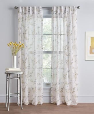 Wallflower Sheer Inverted Pleat With Button 2 Piece Window Panel Collection