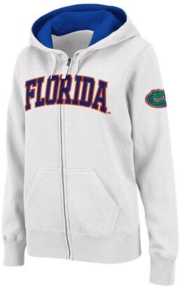 Women's Stadium Athletic White Florida Gators Arched Name Full-Zip Hoodie