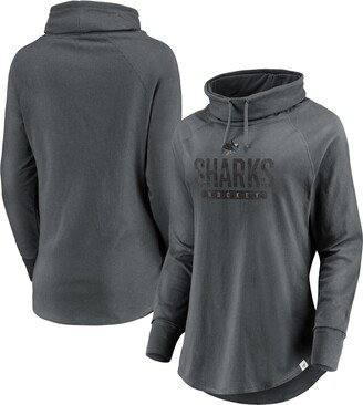 Women's Branded Charcoal San Jose Sharks Be A Pro Cowl Neck Sweatshirt