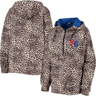 Women's Sport Leopard Philadelphia 76ers Gabriella Windbreaker Half-Zip Hoodie