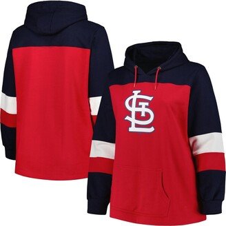 Women's Red St. Louis Cardinals Plus Size Colorblock Pullover Hoodie