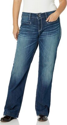 Female Trouser Mid Rise Stretch Entwined Wide Leg Jean Marine 18