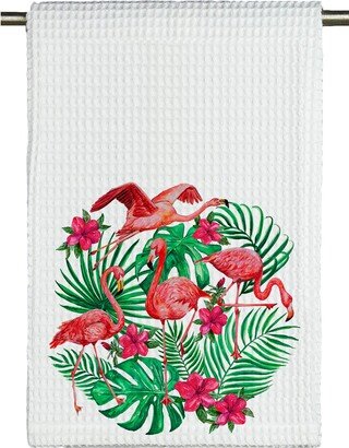 Flamingo Watercolor Microfiber Tea Towel