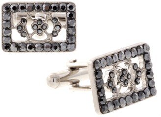 Jewelry Silver-Tone Crystal Rectangle Cufflinks