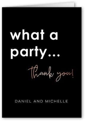 Wedding Thank You Cards: A Year To Party Thank You Card, Black, 3X5, Matte, Folded Smooth Cardstock