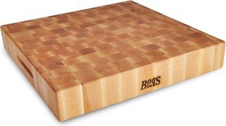 Classic Collection 18 x 18 Inch Kitchen Wood Reversible Chopping Block Cutting Board, Maple Wood Grain