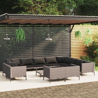 Patio Lounge Set with Cushions Poly Rattan - 27.6 x 27.6 x 24-AB