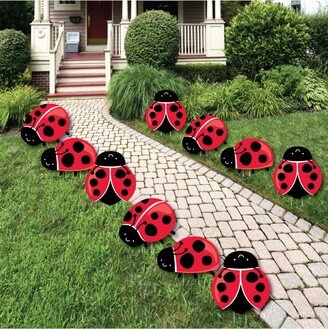 Big Dot Of Happiness Happy Little Ladybug - Lawn Decor - Outdoor Party Yard Decor - 10 Pc