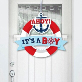 Big Dot Of Happiness Ahoy It's a Boy - Outdoor Nautical Baby Shower Decor - Front Door Wreath