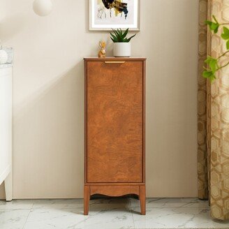 Mieres Grondin Retro Farmhouse Style Antique Brown Free Standing Bathroom Linen Cabinet with Interior Adjustable Shelf