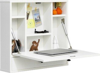 Wall-Mount Floating Desk Foldable Space Saving Laptop Workstation White