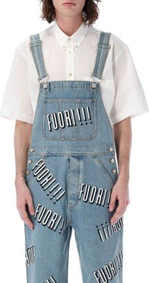 Denim dungaree with prints