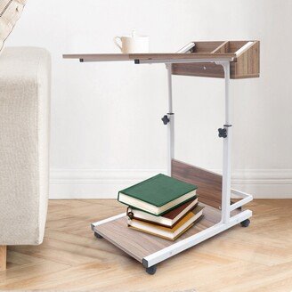 C Shaped End Table Adjustable Height Laptop Desk with Wheels