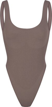 Recycled Nylon High Cut Bodysuit | Grey Chalk