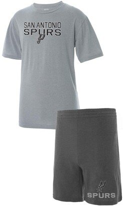 Concepts Sport Men's Gray, Heathered Charcoal Big and Tall San Antonio Spurs T-shirt and Shorts Sleep Set - Gray, Heathered Charcoal