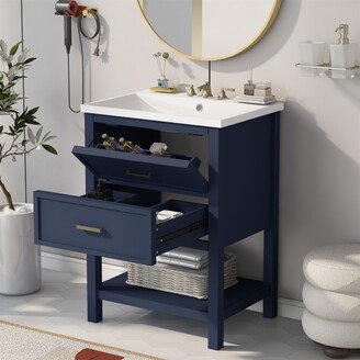 TONWIN Blue 24 Inch Bathroom Vanity with Top Sink Bathroom Storage Cabinet