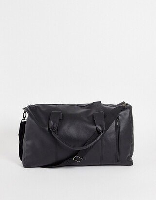 faux leather classic holdall bag in black-AA